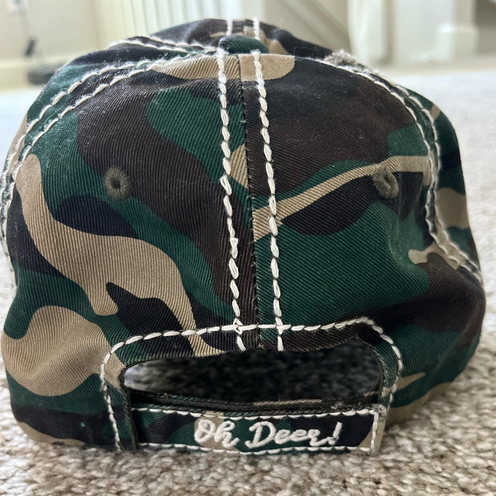 Hobby Lobby Green Camouflage Hat with Reindeer Design - Picture 2 of 2